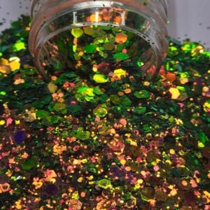 Train Wreck Color Shift Orange/Green Chunky Mix Glitter – 2 oz (By Weight)